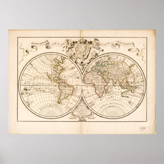 Affiche Mappemonde a l'usage du roy (Carte du Monde de 172 (Devant)