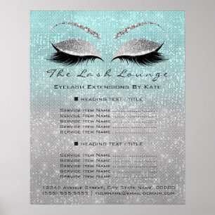 Affiche Maquillage Artiste Beauté Salon Bleu Aqua Grey