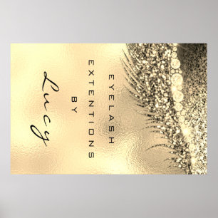 Affiche Maquillage Artiste Beauté Salon Lashes Gold Glam
