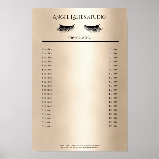 Affiche Maquillage Artiste Eyelash Extensions Preisliste (Devant)