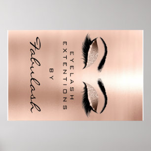Affiche Maquillage Beauté Salon cire Or Glam Pink Eyebrows