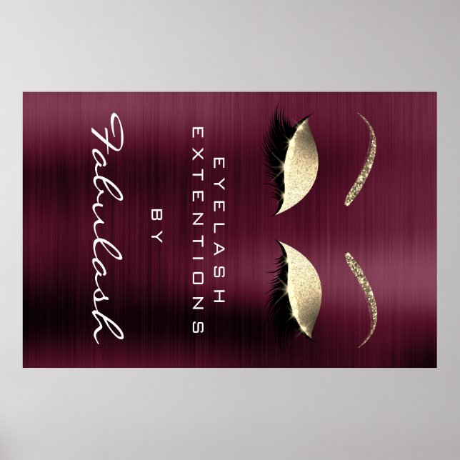 Affiche Maquillage Beauté Salon Nom Gold Burgundy Eyebrows (Devant)