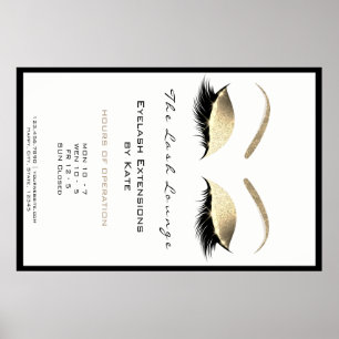 Affiche Maquillage Beauté Salon Nom Gold Glam Adresse d'ou