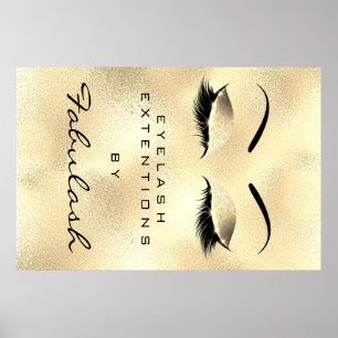 Affiche Maquillage Beauté Salon Nom Gold Glam Lux Eyebrows