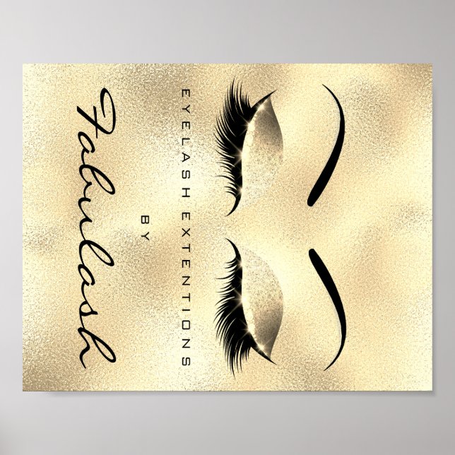 Affiche Maquillage Beauté Salon Nom Gold GlamGlitter Eyebr (Devant)