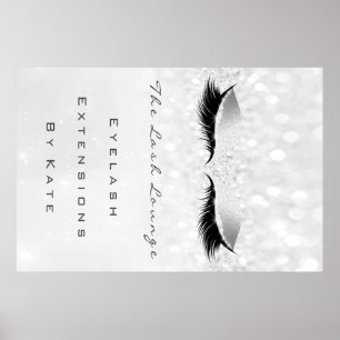 Affiche Maquillage Beauté Salon Nom Gris Argent Lashes