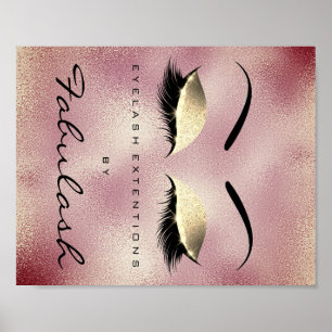 Affiche Maquillage Beauté Salon Nom Or RoseGlitter Eyebrow