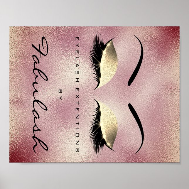 Affiche Maquillage Beauté Salon Nom Or RoseGlitter Eyebrow (Devant)