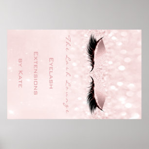 Affiche Maquillage Beauté Salon Nom Rose Blanc Lashes