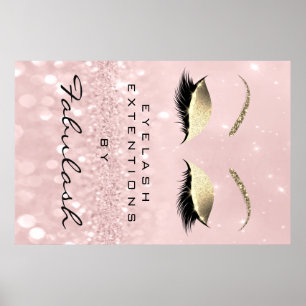 Affiche Maquillage Beauté Salon Nom Rose Gold Rose Eyebrow