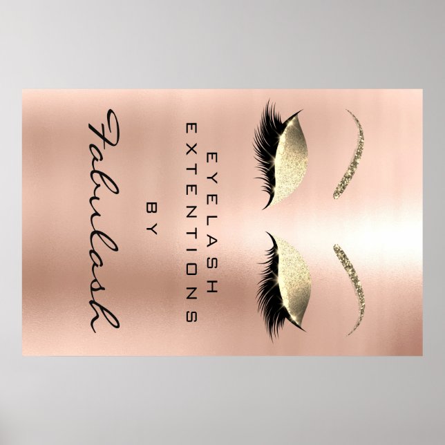 Affiche Maquillage Beauté Salon Nom Rose Gold Rose Eyebrow (Devant)