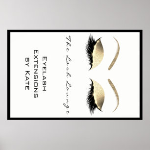 Affiche Maquillage Beauté Salon Nom White Gold Glam Eyebro