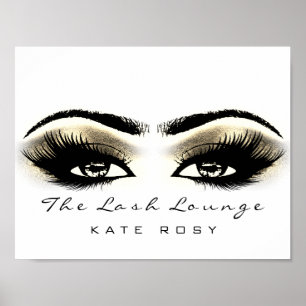 Affiche Maquillage blanc Beauty Studio Lashes Salon Gold
