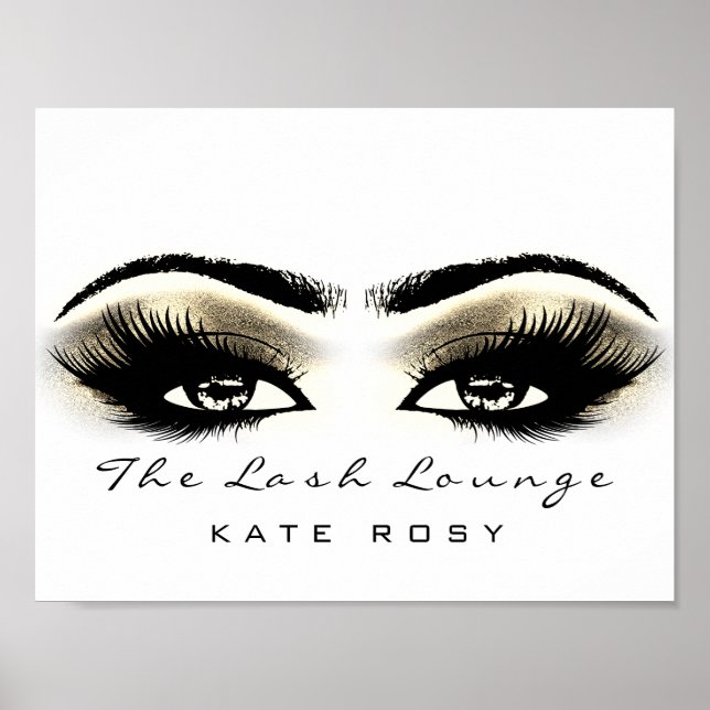 Affiche Maquillage blanc Beauty Studio Lashes Salon Gold (Devant)