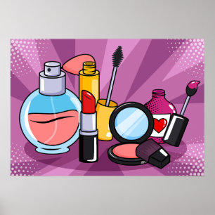 Affiche Maquillage d'art pop glamour\Collection de cosméti