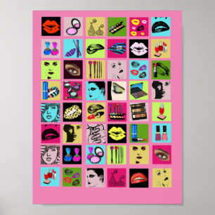 Affiche Maquillage de beauté Cosmétique femmes face collag