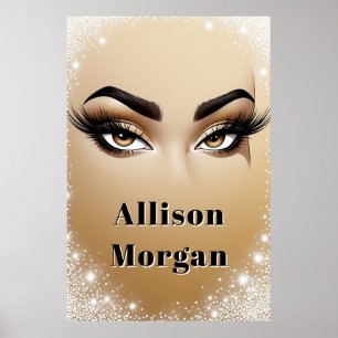 Affiche Maquillage des yeux doré glamour avec longs cils ✨