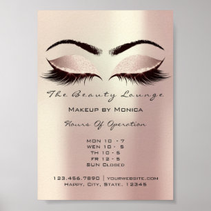 Affiche Maquilleuse Cils Paillettes Beauté Rose Rose