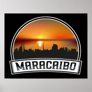 Affiche Maracaibo Venezuela Skyline Coucher de soleil Voya