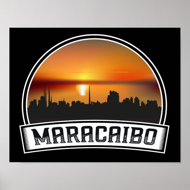 Affiche Maracaibo Venezuela Skyline Coucher de soleil Voya (Devant)