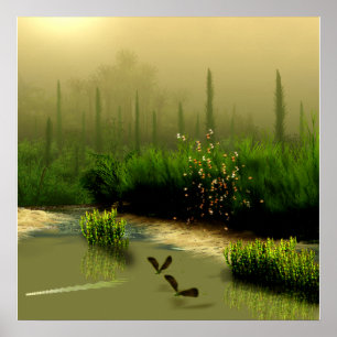 Affiche marais brumeux
