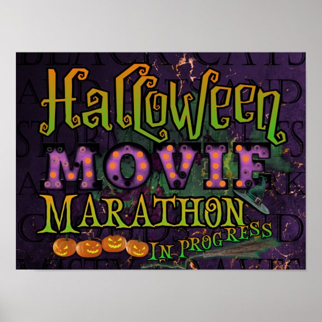 Affiche Marathon de cinéma d'Halloween en cours Marque (Devant)