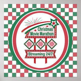 Affiche Marathon de Films de Noël Rétro Marquee Festif
