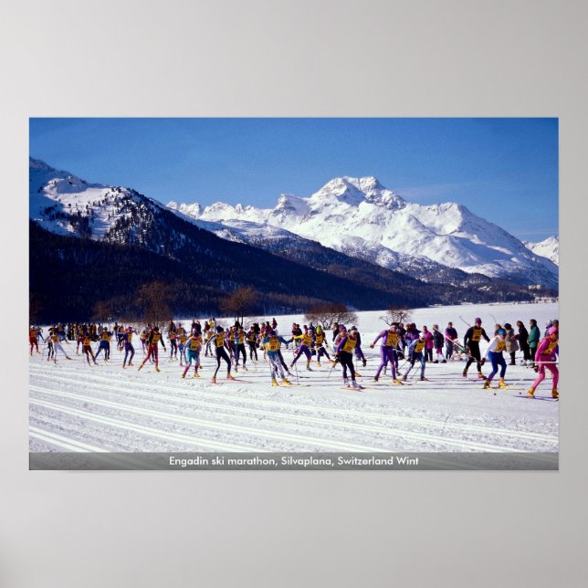 Affiche Marathon de ski Engadin, Silvaplana, Suisse Wint (Devant)