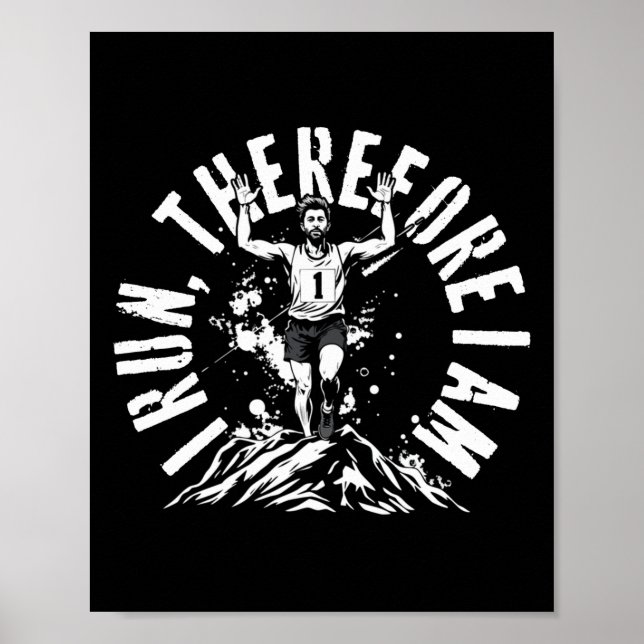 Affiche Marathon Marathoner Courir Je Coure Donc Je Suis S (Devant)