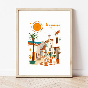 Affiche Marbella espagne vacances méditerranée 