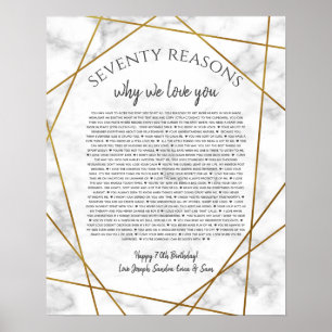 Affiche marbre 70 raisons pour lesquelles je vous aime