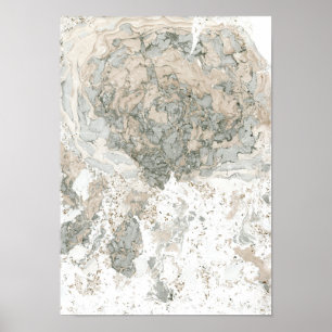 Affiche Marbre Blanc Vert ivoire Beige Pierre Abstraite