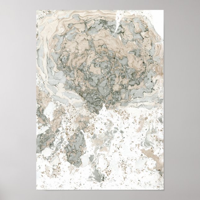 Affiche Marbre Blanc Vert ivoire Beige Pierre Abstraite (Devant)