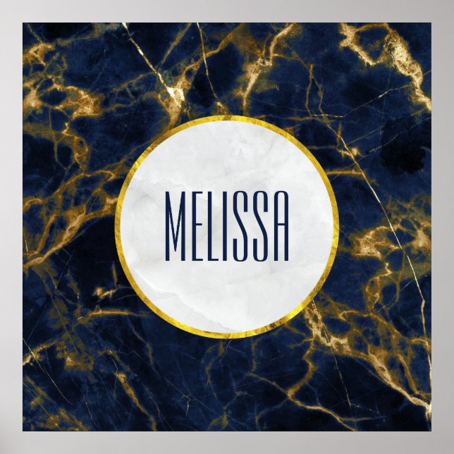 Affiche Marbre bleu marine et or Marbre moderne élégant (Devant)