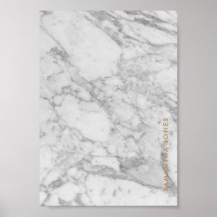 Affiche Marbre de Carrare blanc or classique personnalisé
