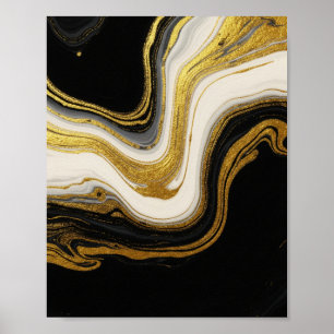 Affiche Marbre d'or luxueux - Fluide Art Abstrait