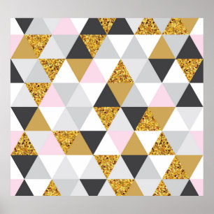 Affiche Marbre doré, texture géométrique transparente