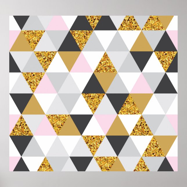 Affiche Marbre doré, texture géométrique transparente (Devant)