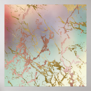 Affiche Marbre élégant Cuivre Mint Vert Rose Or