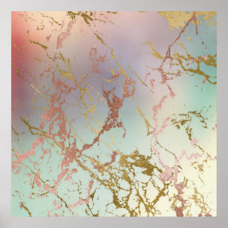 Affiche Marbre élégant | Cuivre Mint Vert Rose Or