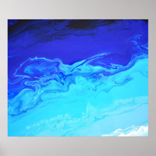 Affiche Marbre fluide abstrait bleu saphir de la marine