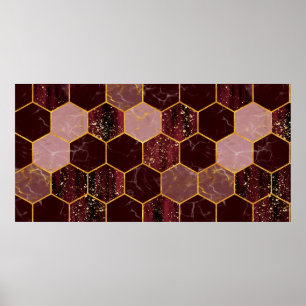 Affiche Marbre hexagone texture transparente avec or