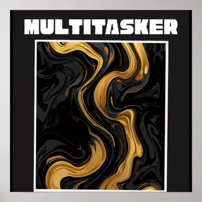 Affiche Marbre Liquide Multitasker Or - Abstrait Luxueux (Devant)