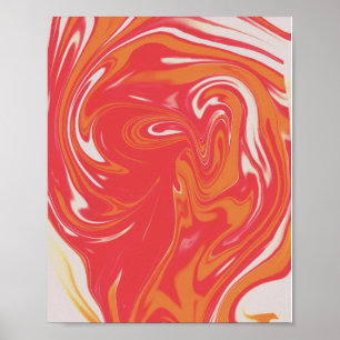 Affiche Marbre Liquide Orange et Rouge