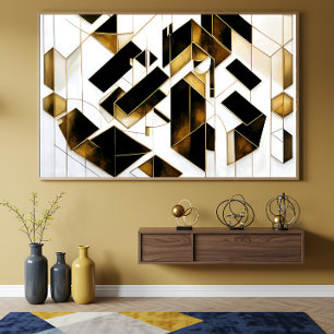 Affiche Marbre Noir Or Luxueux Abstrait