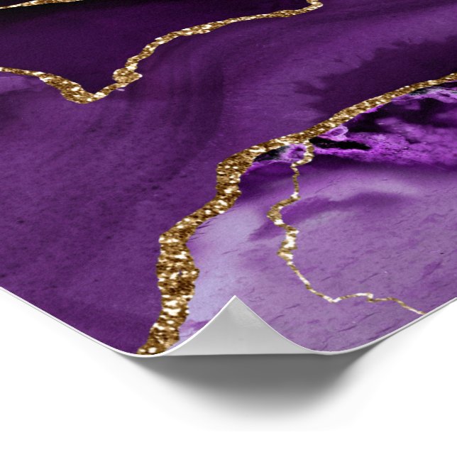 Affiche Marbre noir violet Agate Glamor foncé Or (Coin)