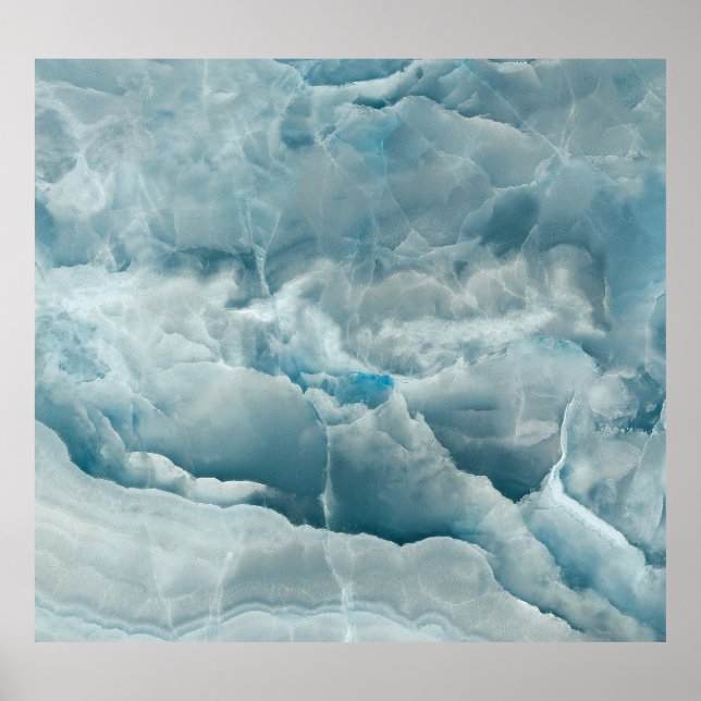 Affiche Marbre onyx bleu, texture abstraite. (Devant)