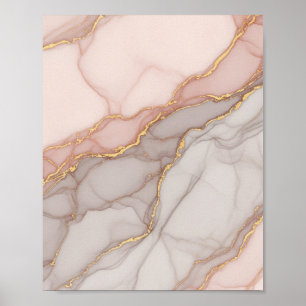 Affiche Marbre or Rose élégant - OEuvre murale de luxe