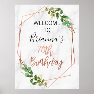 Affiche Marbre Rose Gold Foliage 80e anniversaire Pos d'ac