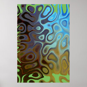 Affiche Marbre Slick Métallique Bleu Vert